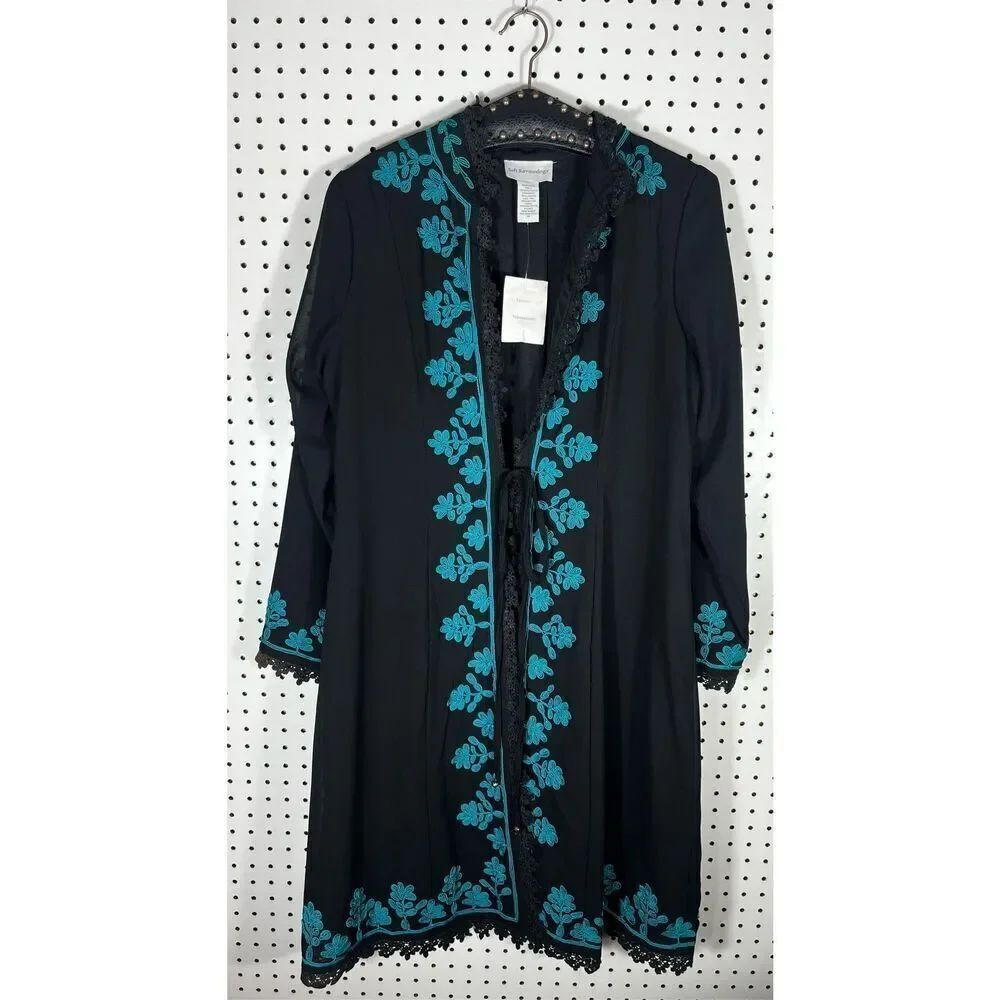 Soft Surroundings embroidered cardigan duster size M